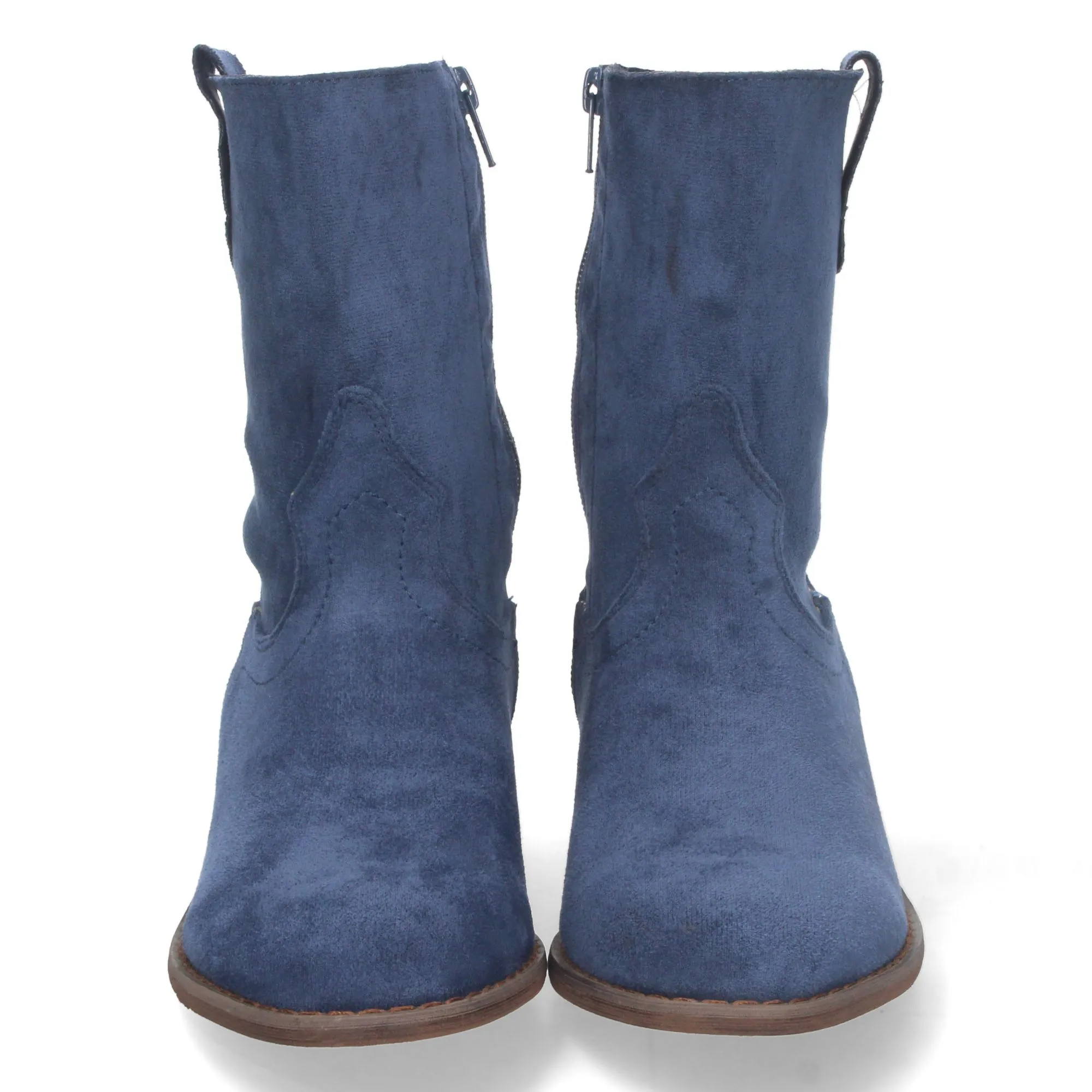 Botines bajos cómodos punta redonda mujer color azul