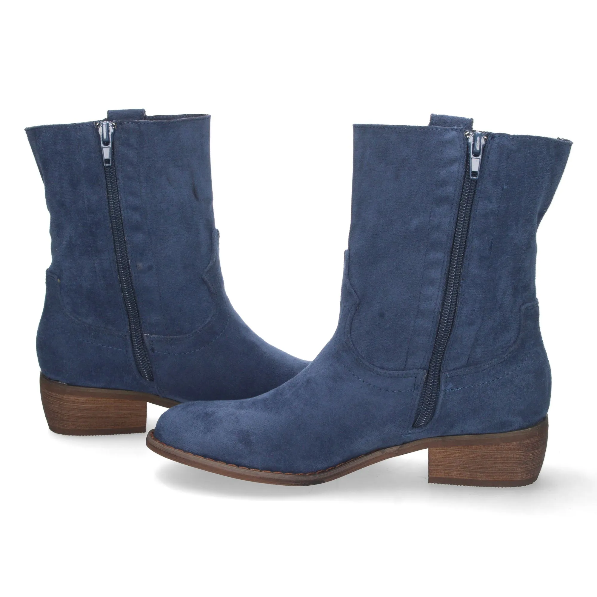 Botines bajos cómodos punta redonda mujer color azul