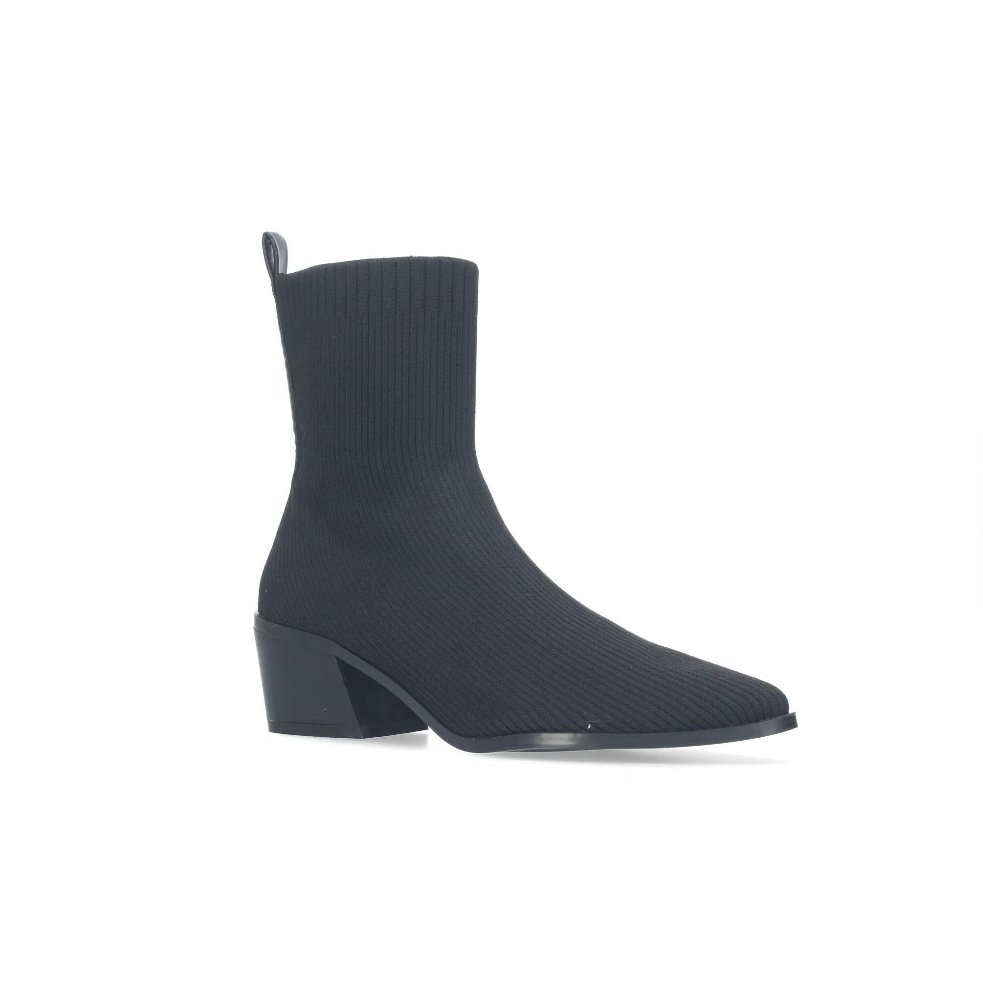 BOTINES DE TACóN MEDIO ESTILO CALCETíN PUNTA FINA MUJER COLOR NEGRO DB2478