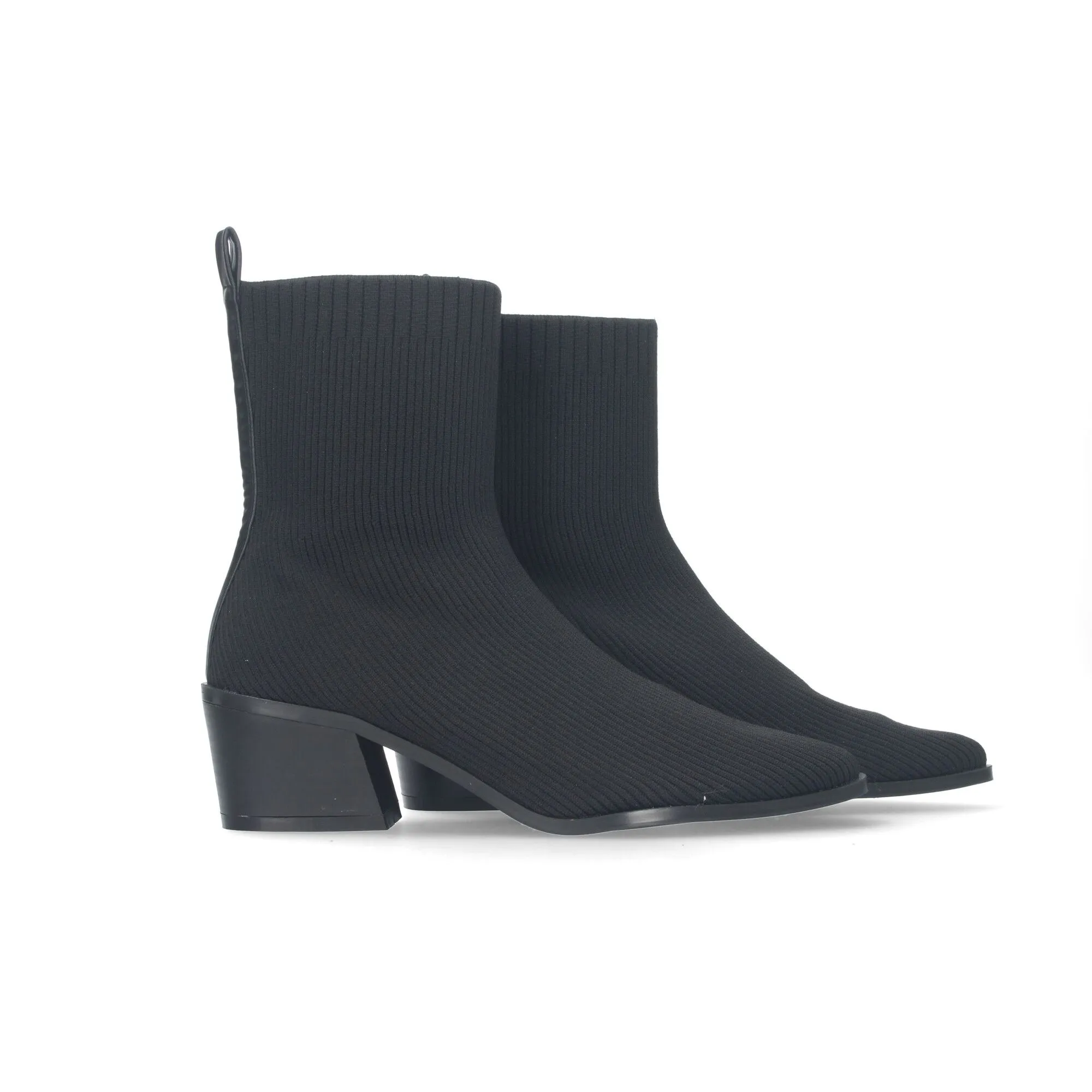 BOTINES DE TACóN MEDIO ESTILO CALCETíN PUNTA FINA MUJER COLOR NEGRO DB2478