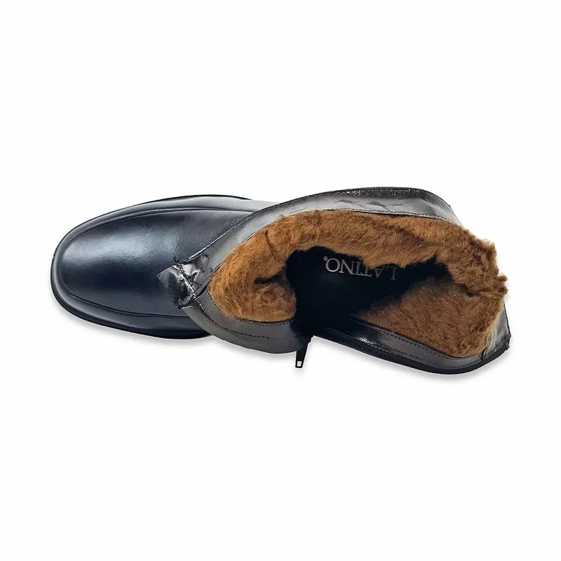 Botines Hombre Piel Piso Goma Forro Borreguillo 6825 Negro, de Latino