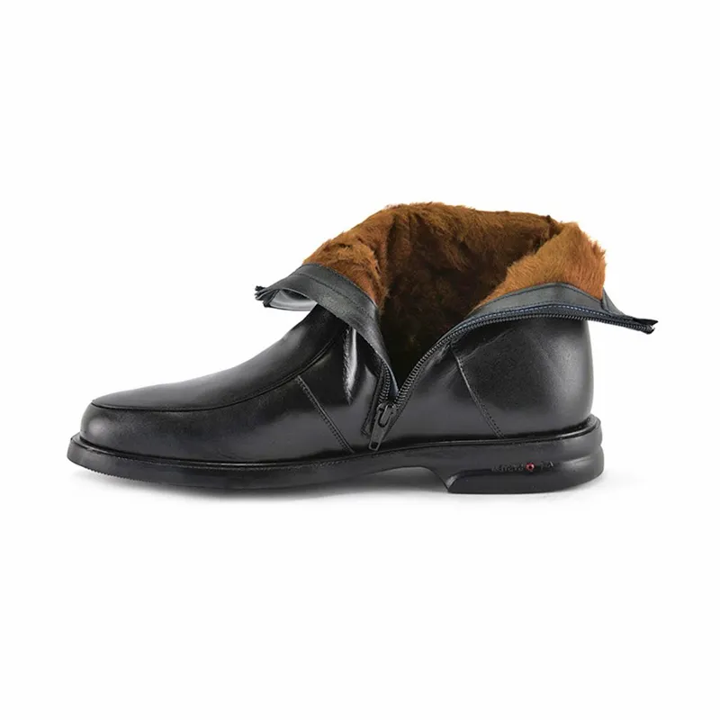 Botines Hombre Piel Piso Goma Forro Borreguillo 6825 Negro, de Latino