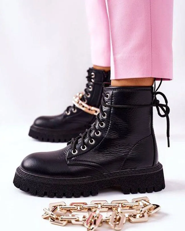 BOTINES NEGROS ESTILO RANGERS PARA MUJER  ILONA