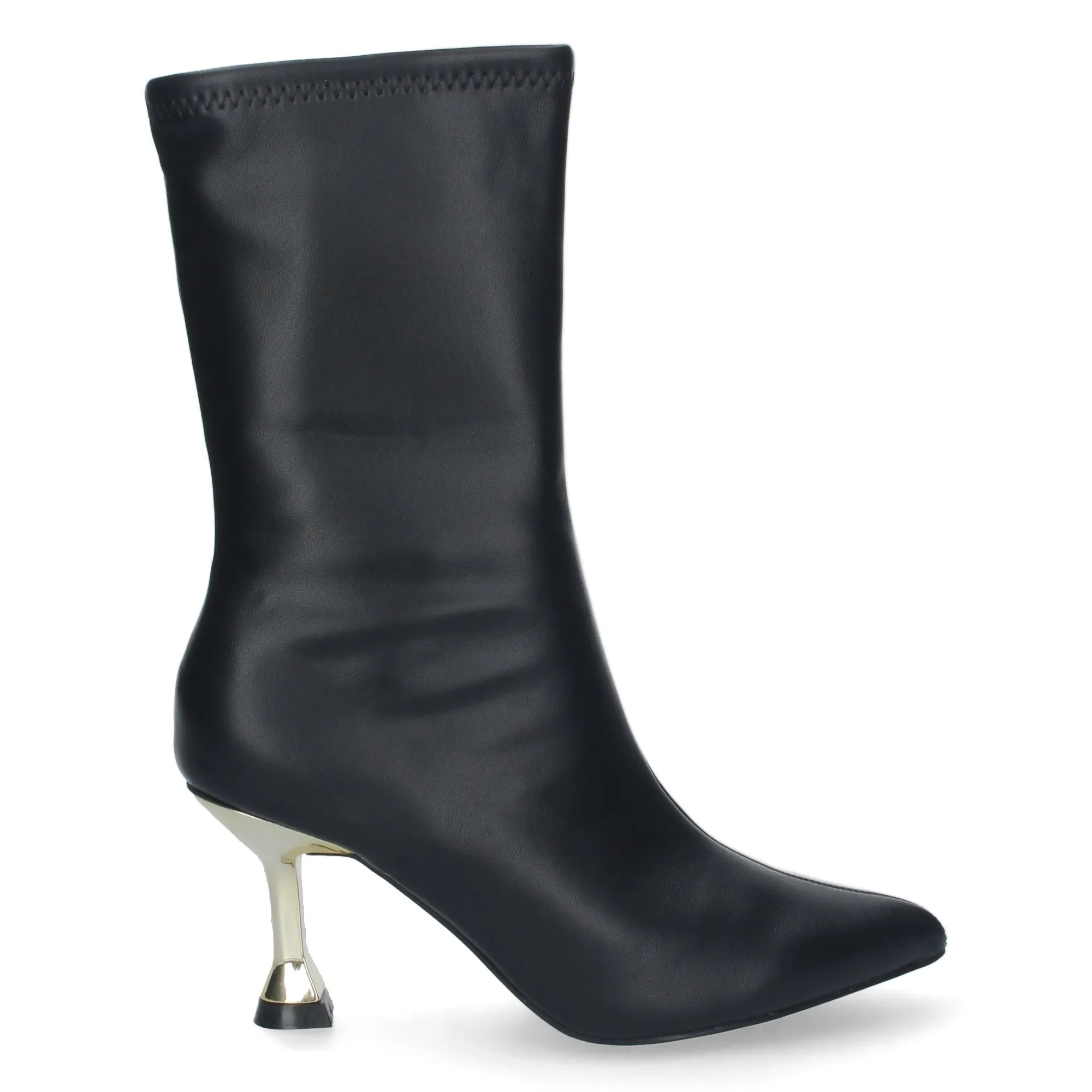 Botines tacon bajo diseño con punta fina mujer color beige