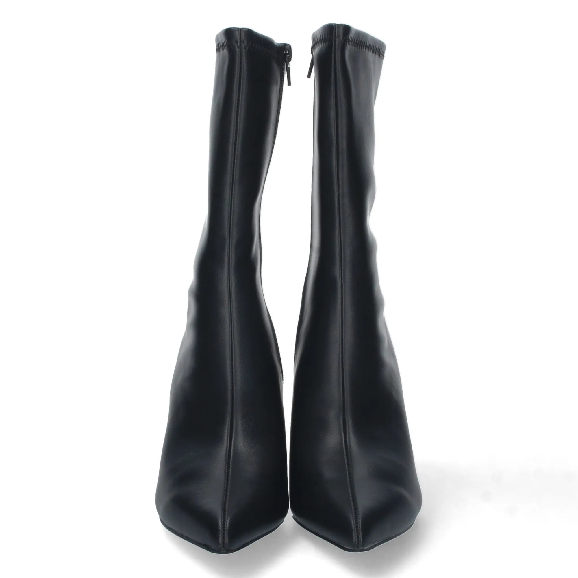 Botines tacon bajo diseño con punta fina mujer color beige