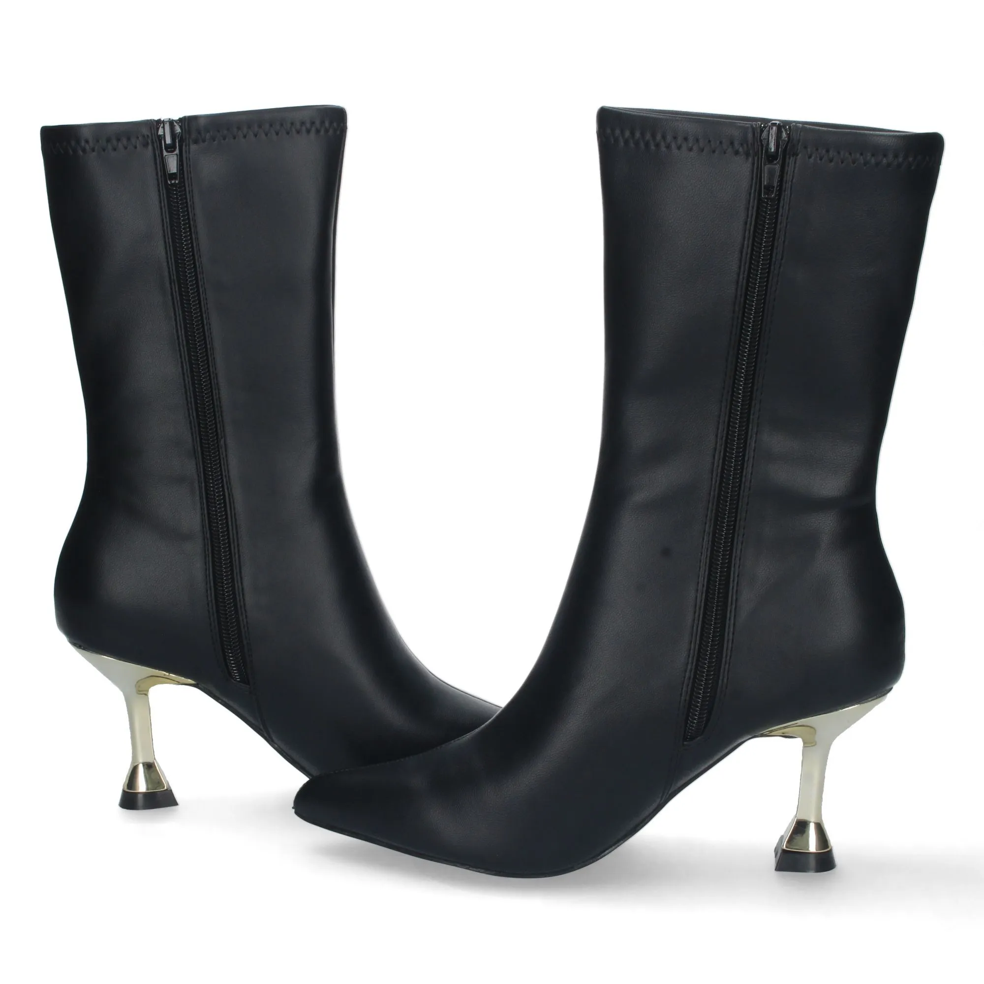 Botines tacon bajo diseño con punta fina mujer color beige