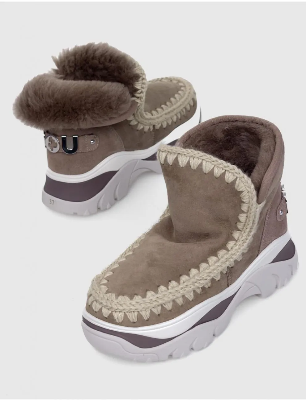 BotÍn Mou Chunky Eskimo Sneaker Big Logo Taupe