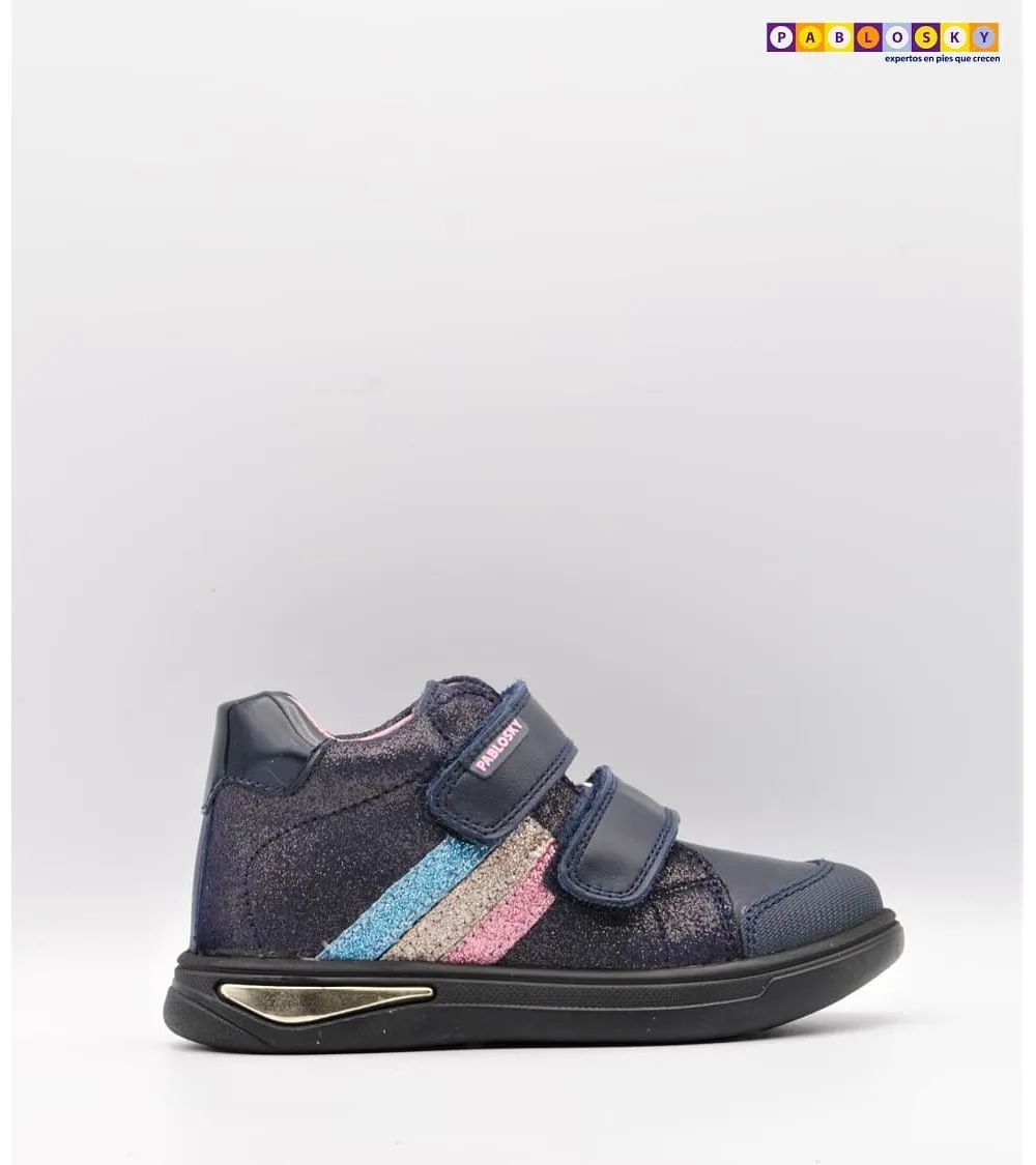 BOTÍNES PABLOSKY NIÑA DOBLE VELCRO AZUL MARINO 020520