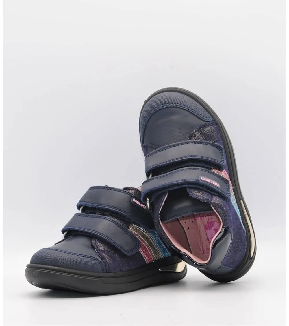 BOTÍNES PABLOSKY NIÑA DOBLE VELCRO AZUL MARINO 020520