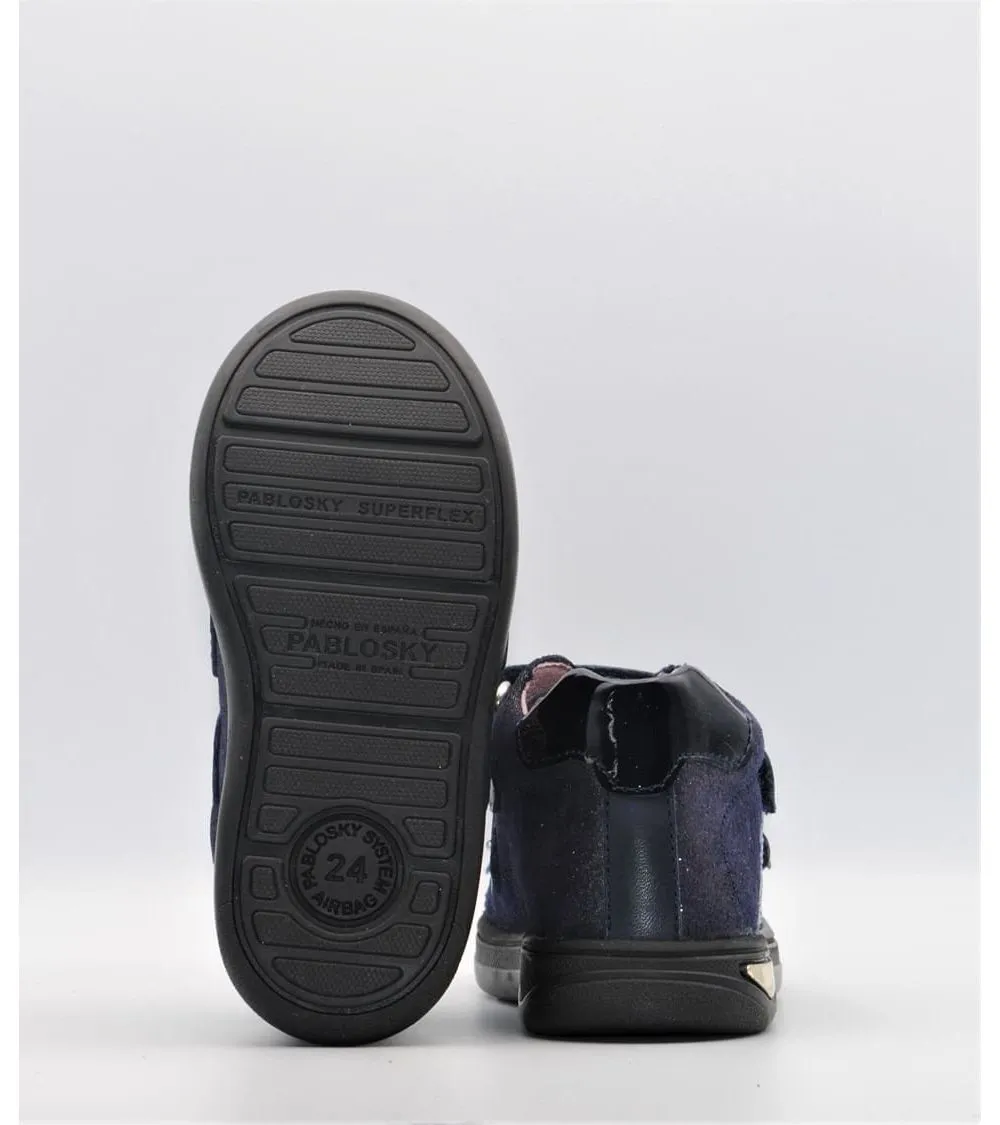 BOTÍNES PABLOSKY NIÑA DOBLE VELCRO AZUL MARINO 020520