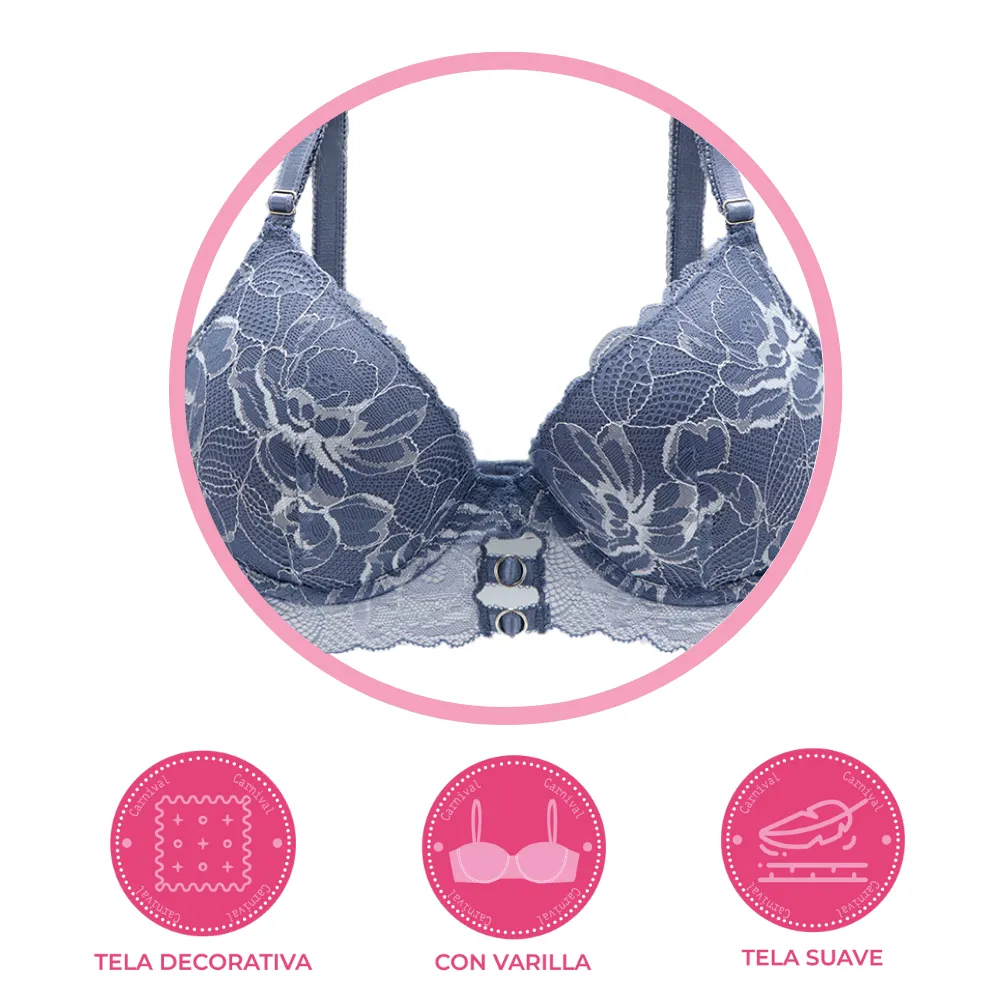 Brasier coordinable con detalles de mesh  24574 Lady Carnival