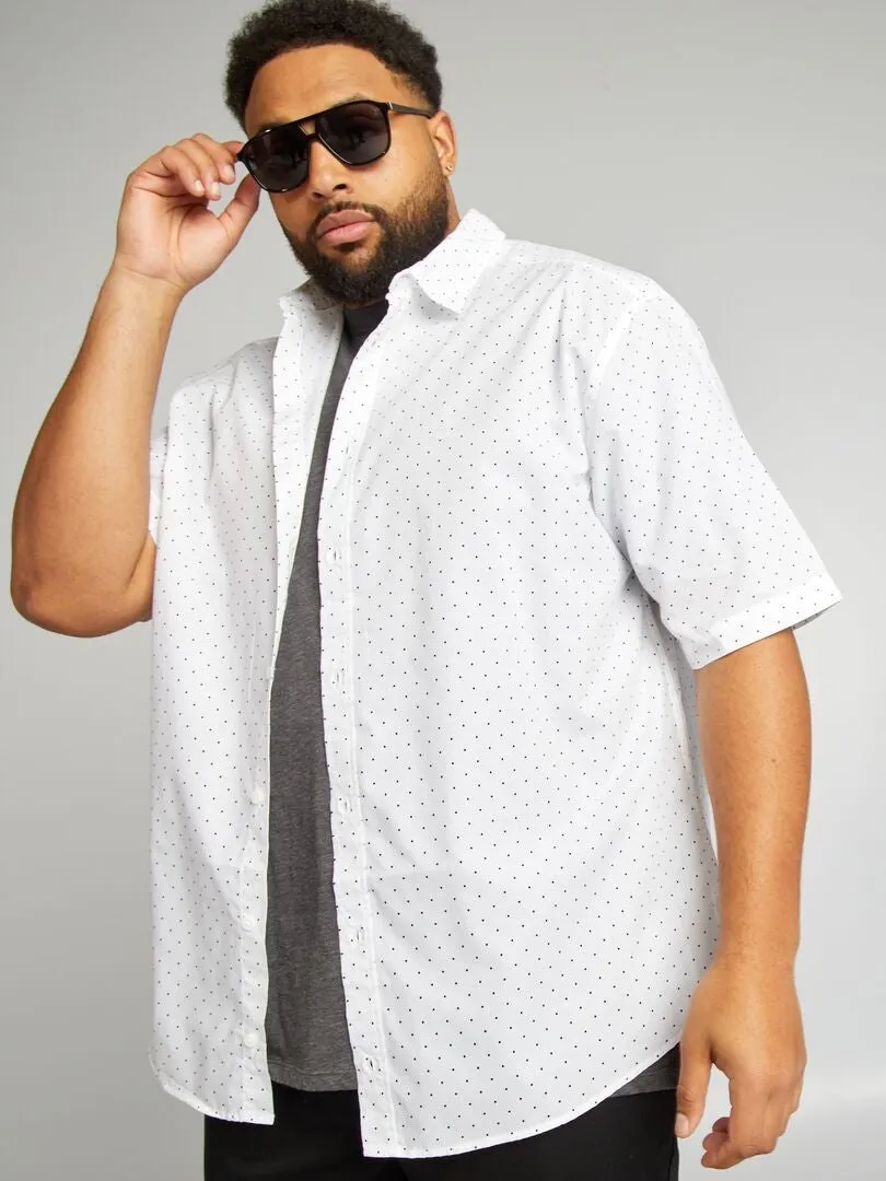 CAMISA DE MANGA CORTA 'PALMERAS'  BLANCO