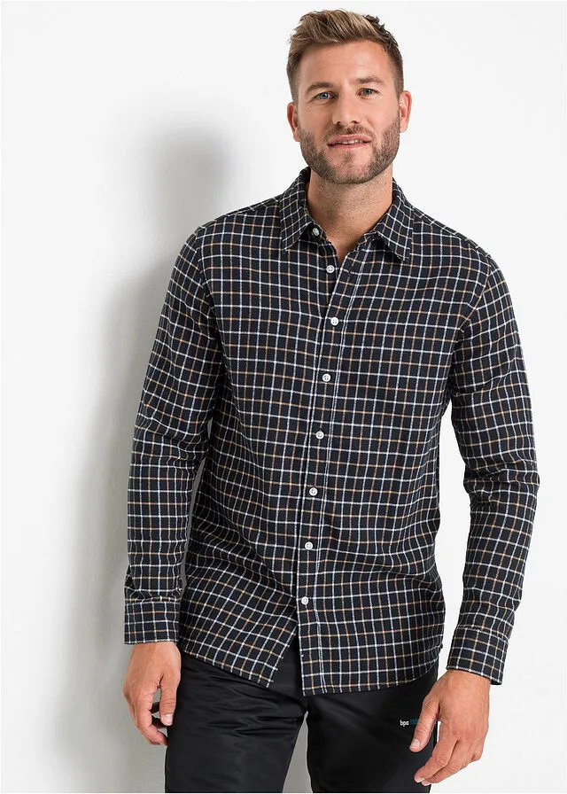 Camisa de manga larga Gris oscuro de cuadros