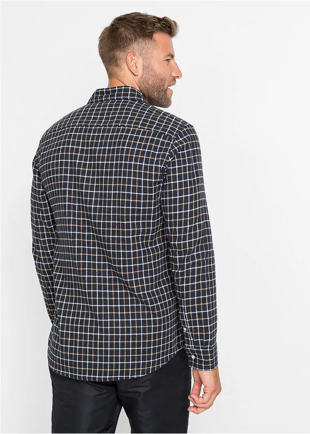 Camisa de manga larga Gris oscuro de cuadros