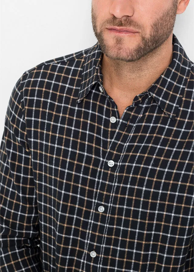 Camisa de manga larga Gris oscuro de cuadros