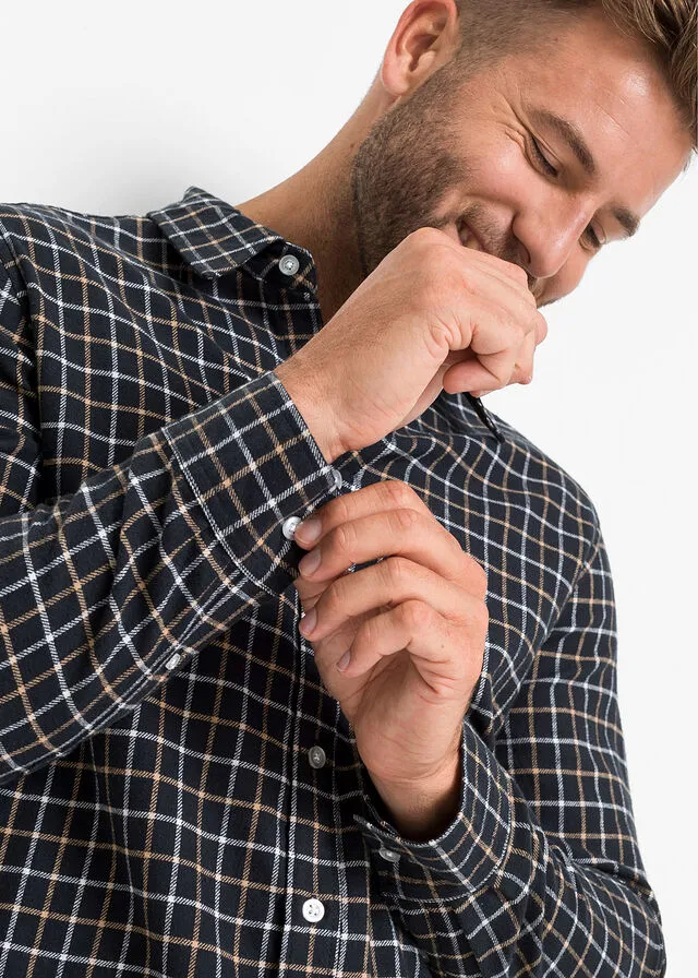 Camisa de manga larga Gris oscuro de cuadros
