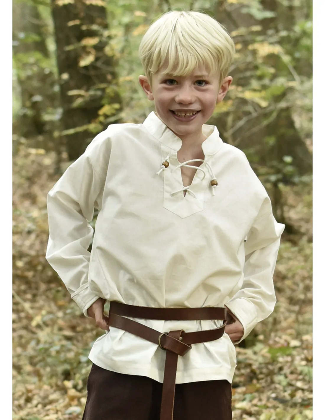 Camisa medieval blanco natural para niño, Colin