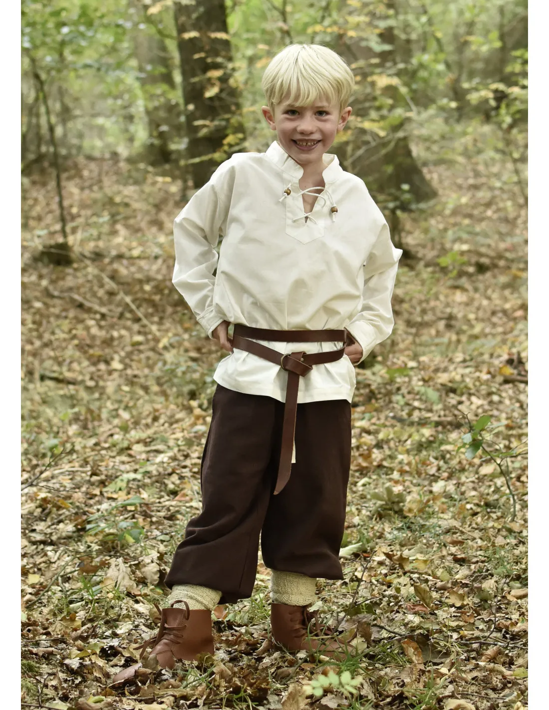 Camisa medieval blanco natural para niño, Colin