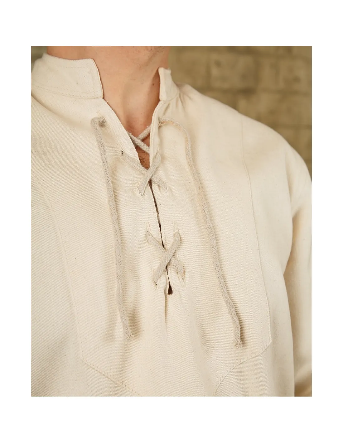 Camisa medieval en algodón crema modelo Leomar