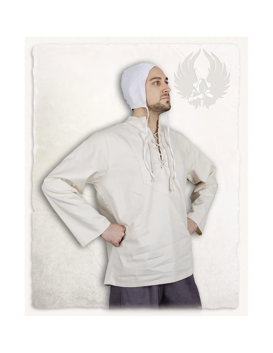 Camisa medieval en algodón crema modelo Leomar