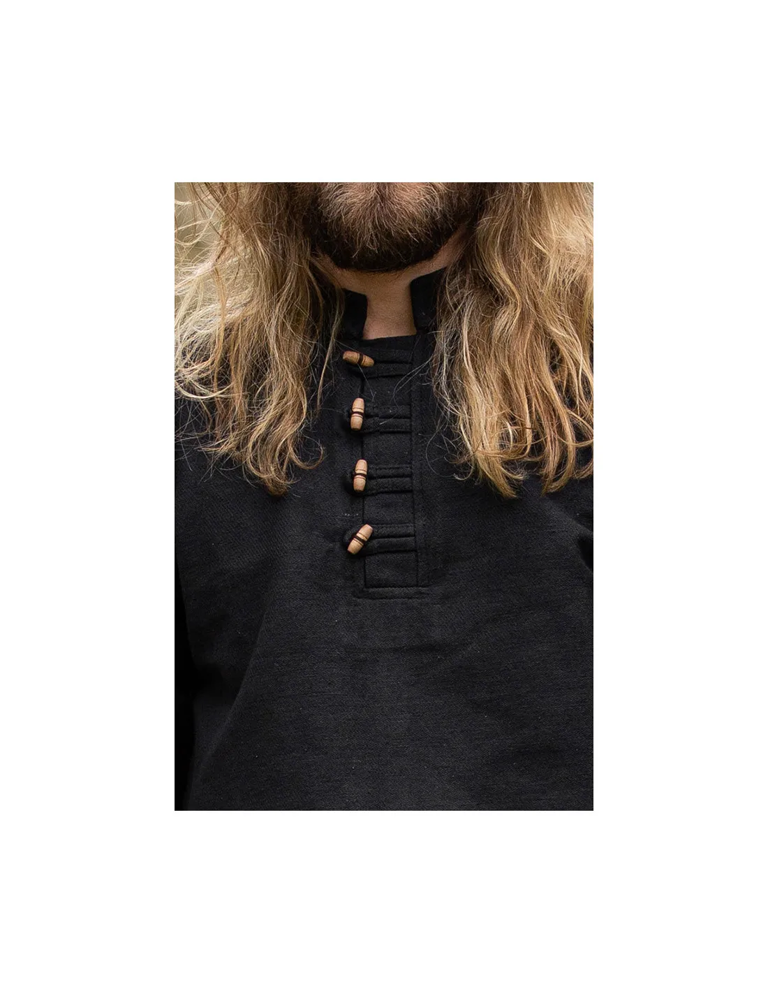 Camisa medieval en algodón grueso modelo Anton, negro