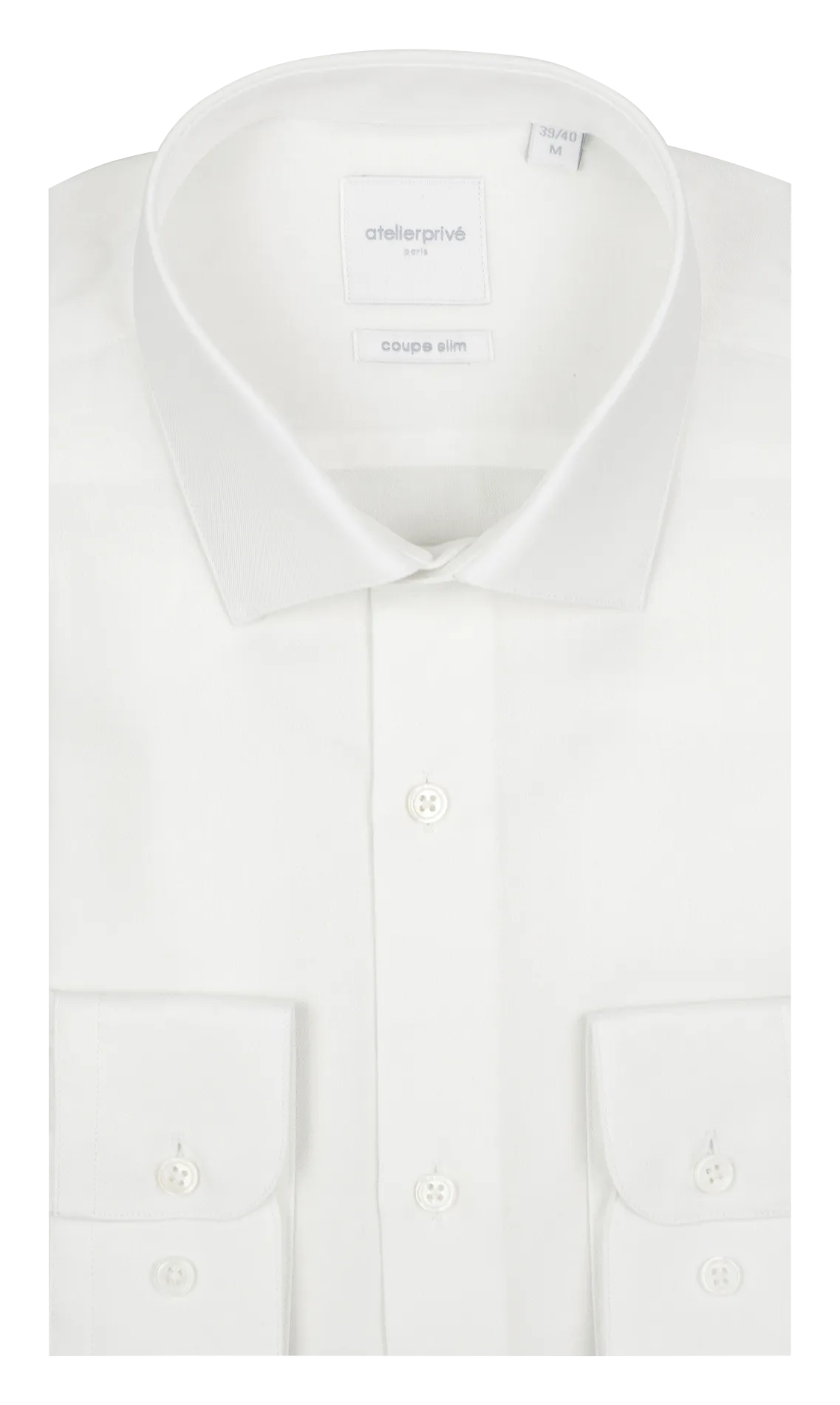 Camisa slim fit de algodón con cuello clásico en blanco