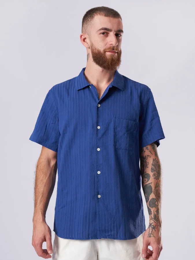CAMISA TEXTURA MANGA CORTA AZUL