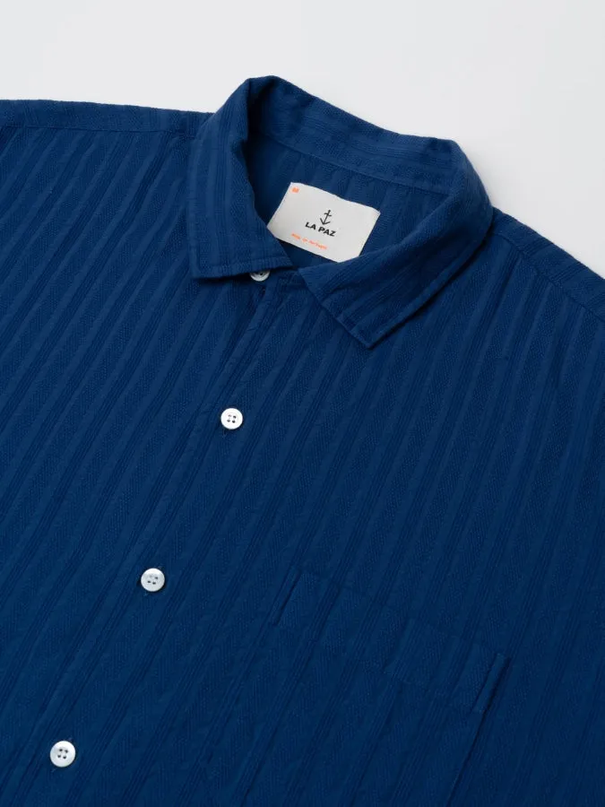 CAMISA TEXTURA MANGA CORTA AZUL