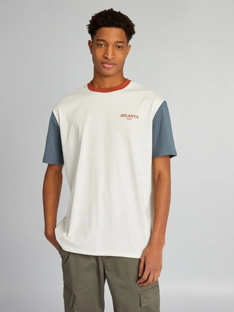 CAMISETA DE ALGODóN COLORBLOCK CON CUELLO REDONDO +1,90 M  GRIS