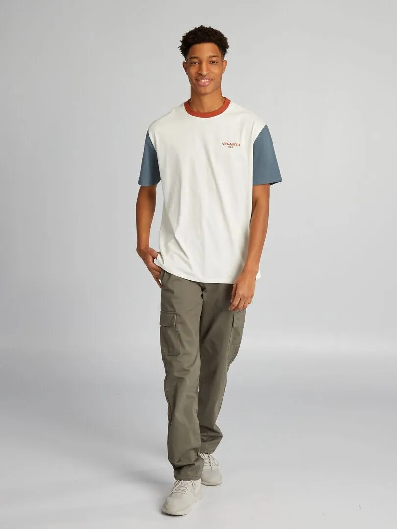 CAMISETA DE ALGODóN COLORBLOCK CON CUELLO REDONDO +1,90 M  GRIS
