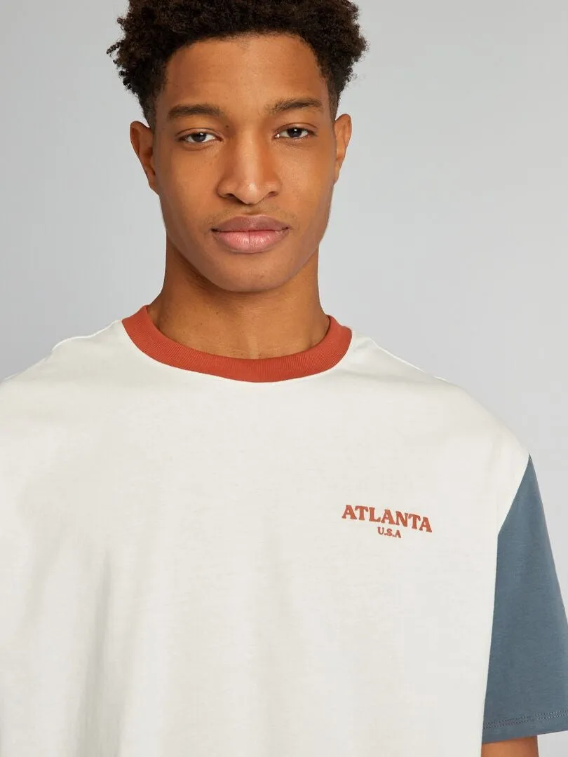 CAMISETA DE ALGODóN COLORBLOCK CON CUELLO REDONDO +1,90 M  GRIS