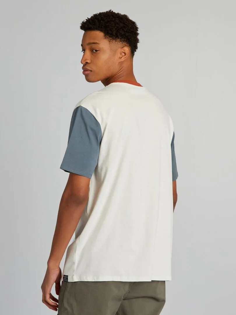 CAMISETA DE ALGODóN COLORBLOCK CON CUELLO REDONDO +1,90 M  GRIS
