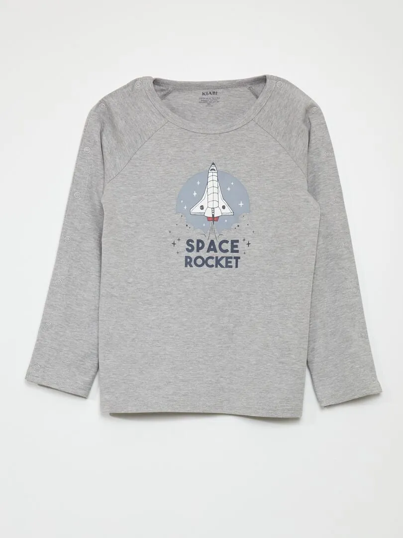 CAMISETA DE MANGA LARGA CON AUTOMáTICOS  SO EASY  GRIS