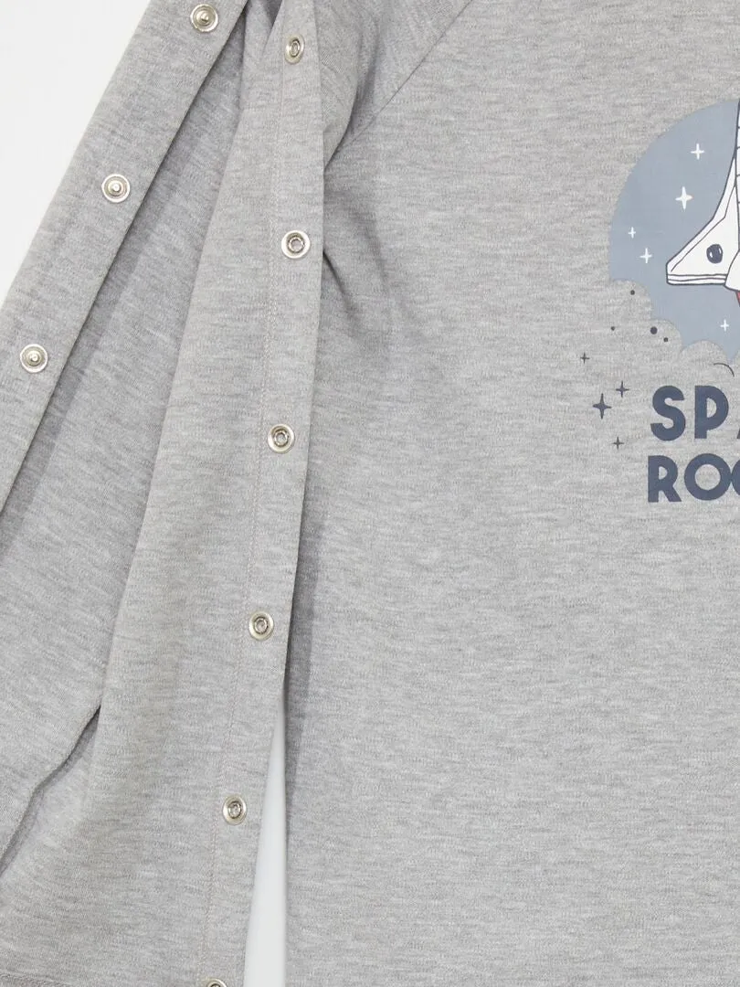 CAMISETA DE MANGA LARGA CON AUTOMáTICOS  SO EASY  GRIS