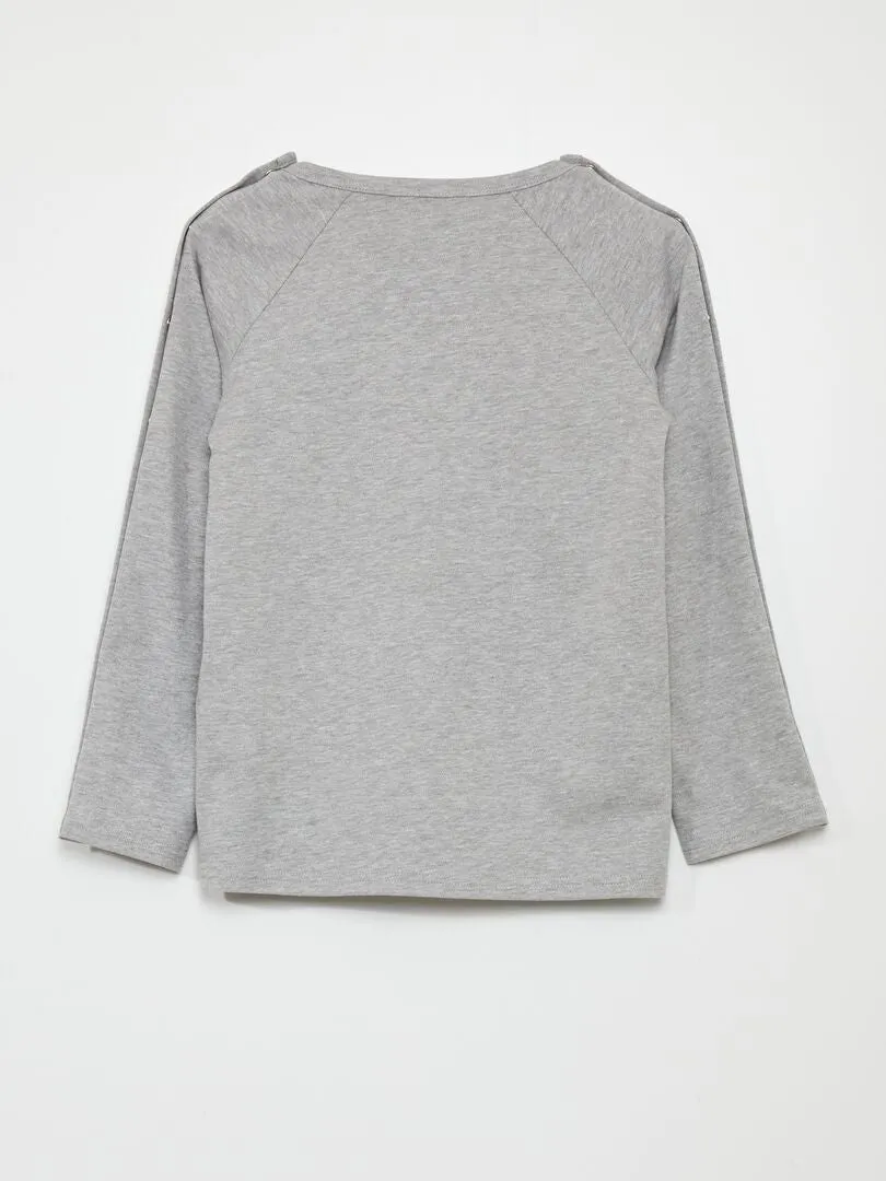 CAMISETA DE MANGA LARGA CON AUTOMáTICOS  SO EASY  GRIS