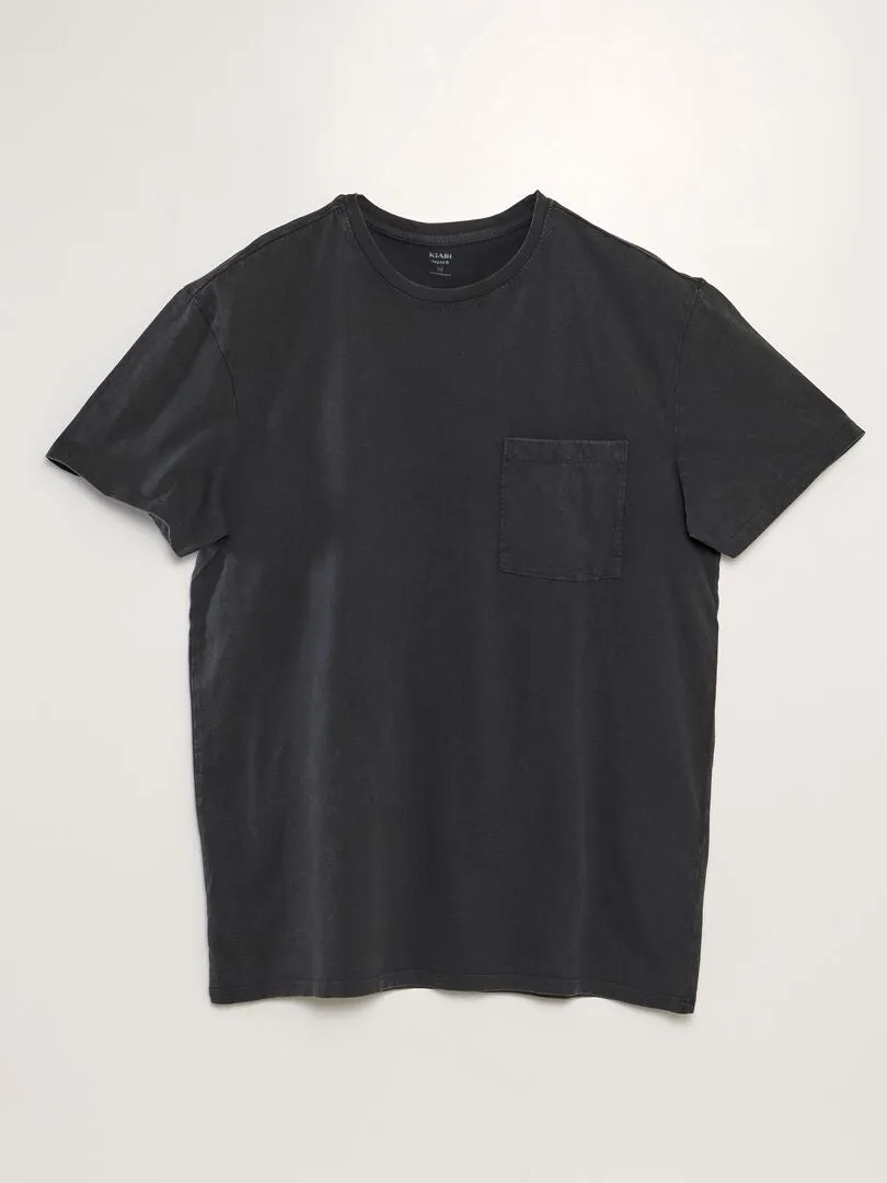 CAMISETA DE PUNTO EFECTO DESCOLORIDO  NEGRO