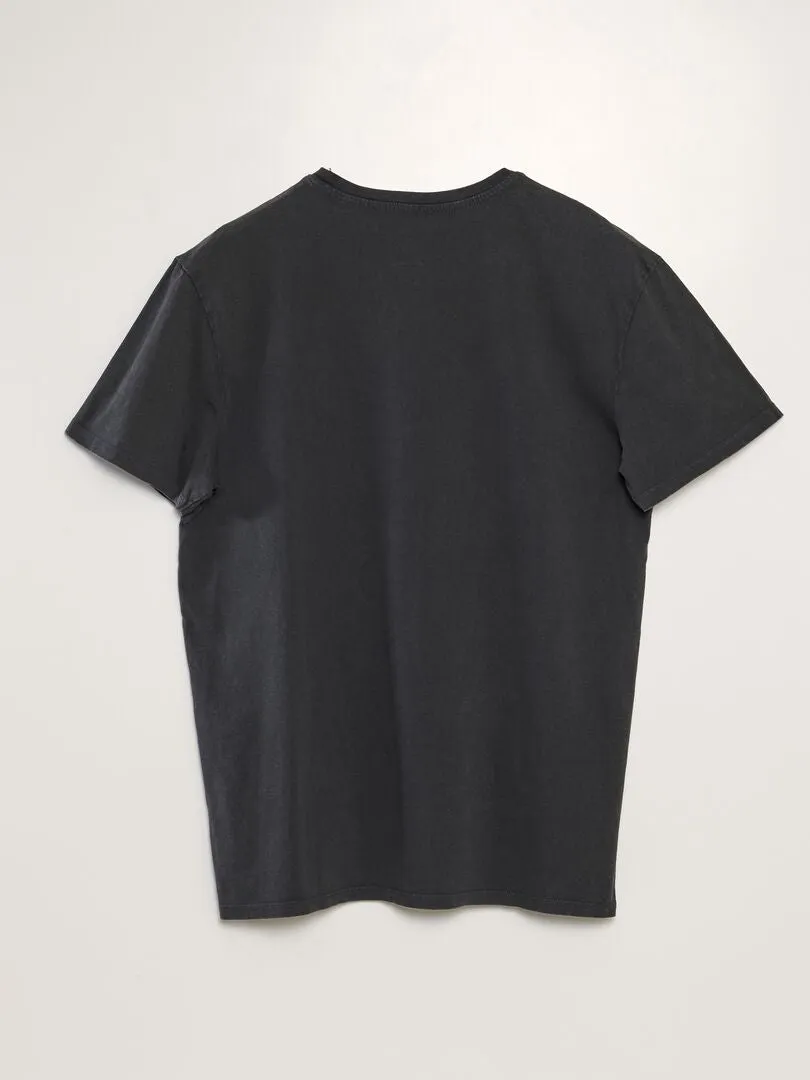 CAMISETA DE PUNTO EFECTO DESCOLORIDO  NEGRO