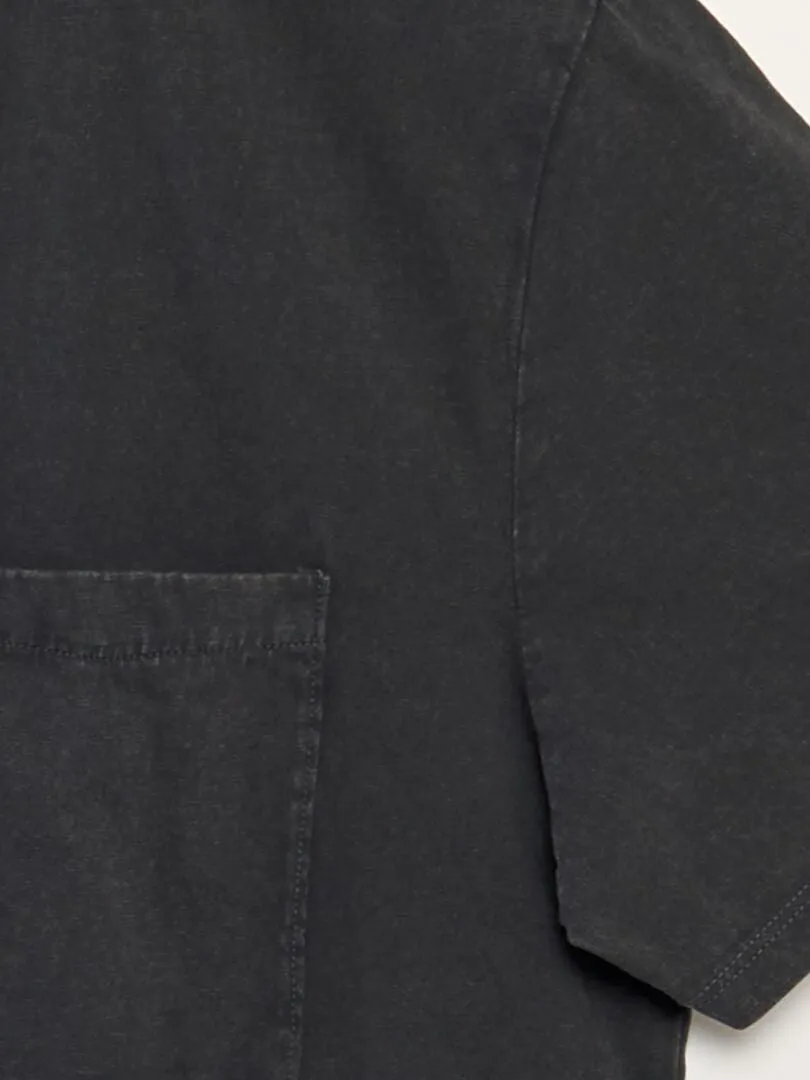 CAMISETA DE PUNTO EFECTO DESCOLORIDO  NEGRO