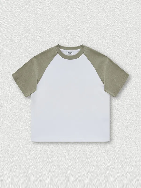 Camiseta holgada raglán en contraste para niñas adolescentes para niños y niñas