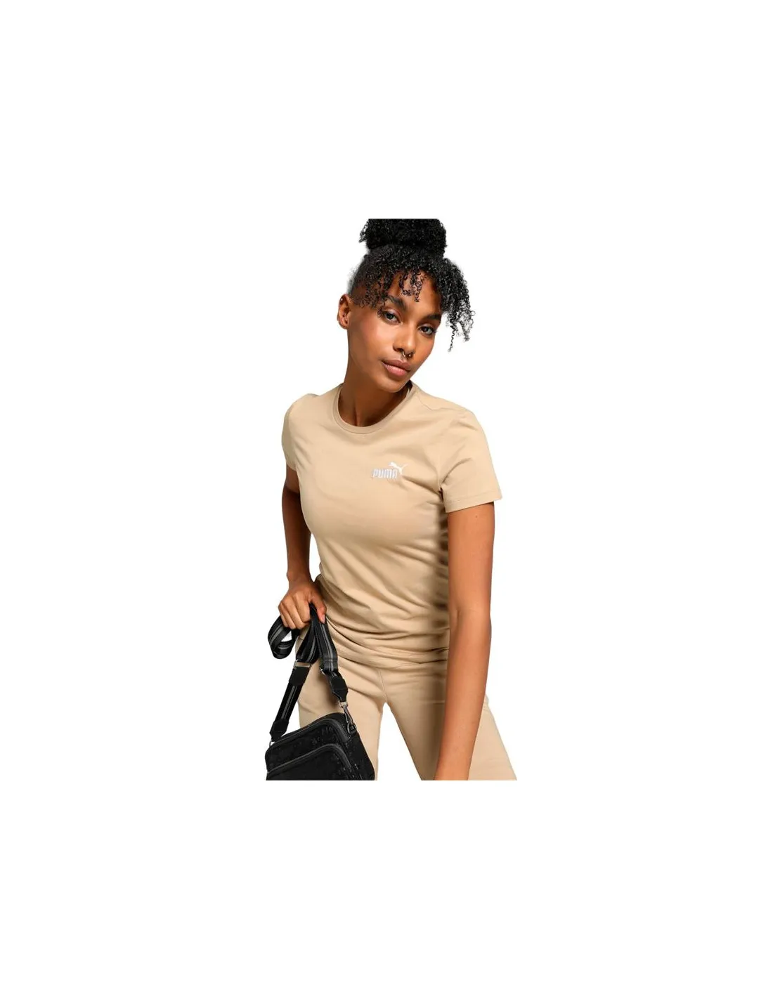 Camiseta Puma Essentials + Embroidery Marrón Mujer