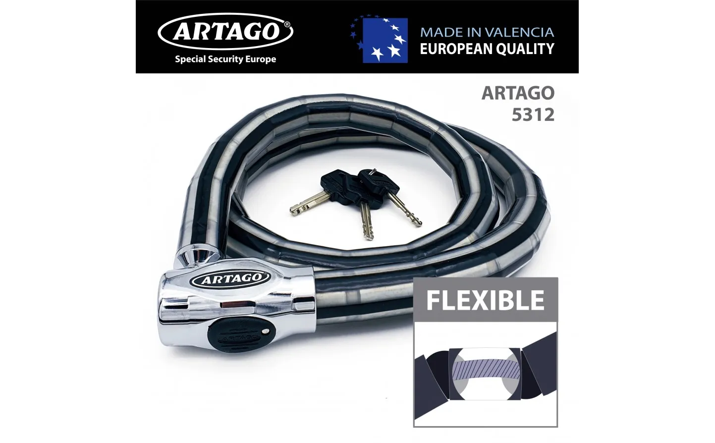 Candado Moto Articulado Artago 53 100 Cm |5310|