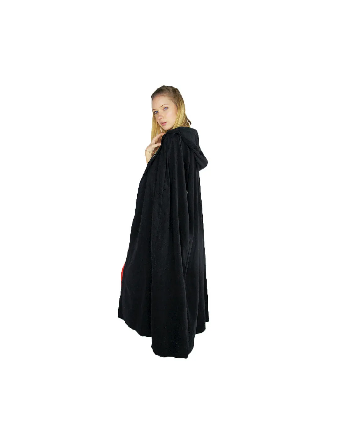 Capa medieval algodón tacto terciopelo Eleonore, color negro