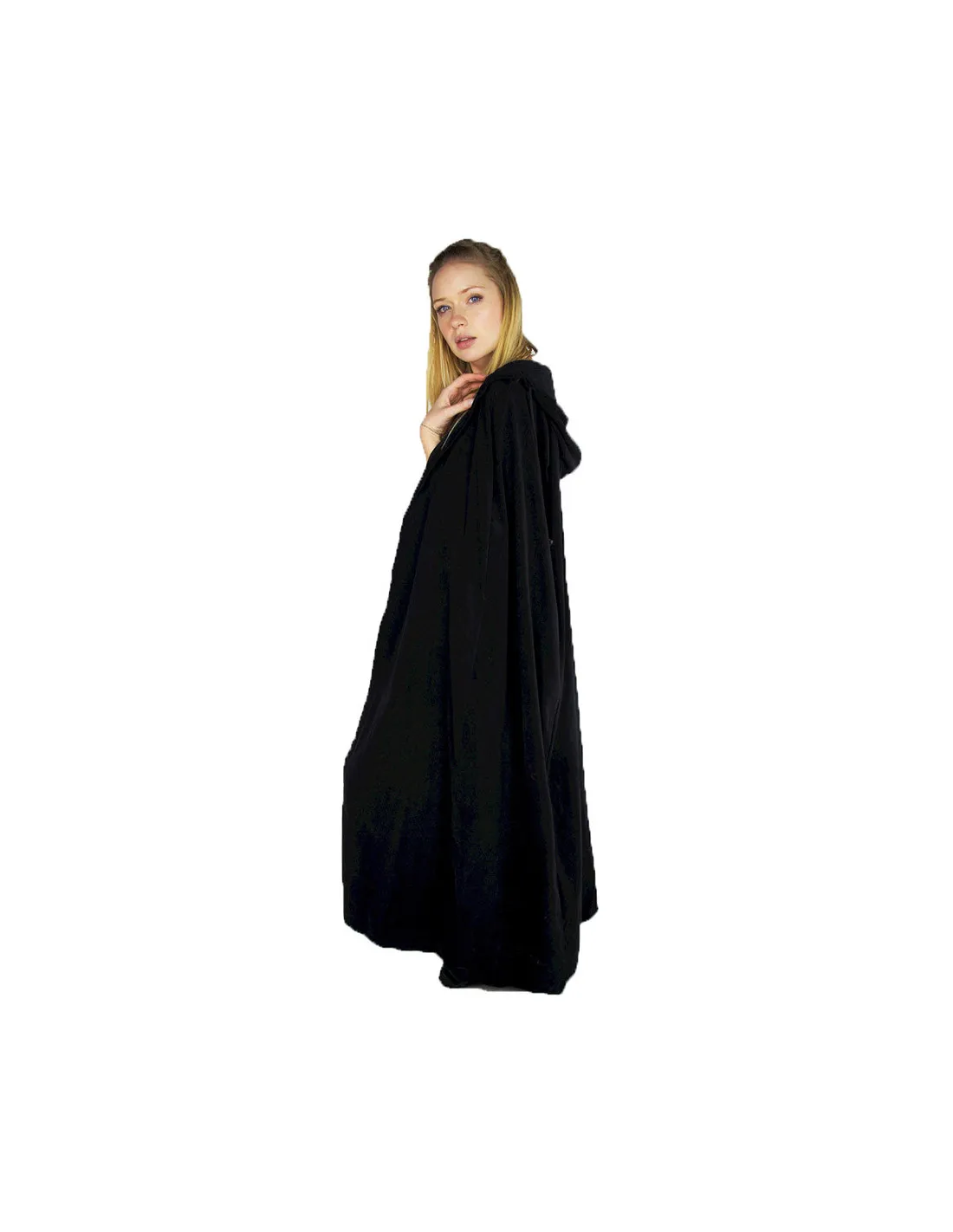 Capa medieval algodón tacto terciopelo Eleonore, color negro