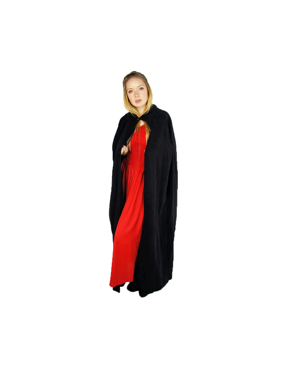 Capa medieval algodón tacto terciopelo Eleonore, color negro