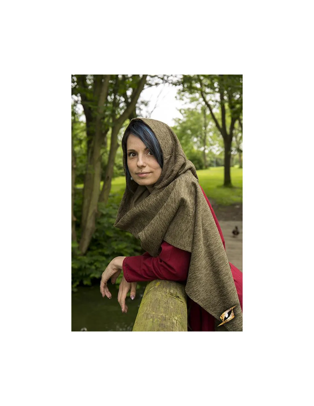Capucha con chal medieval modelo Altaïr verde
