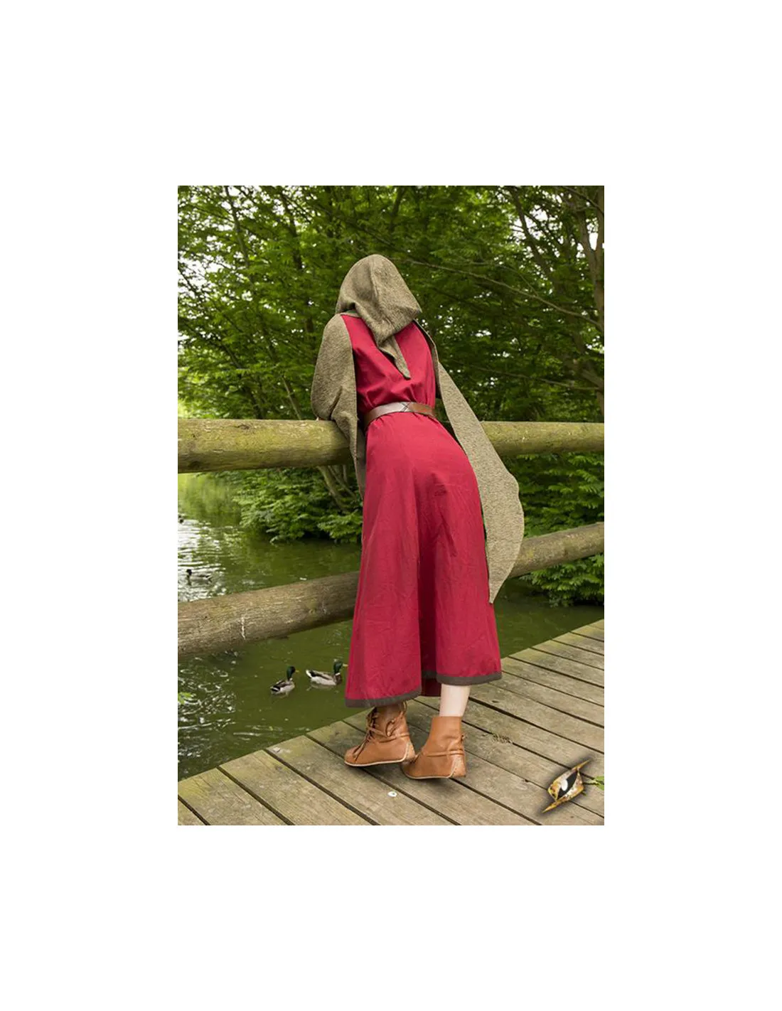 Capucha con chal medieval modelo Altaïr verde