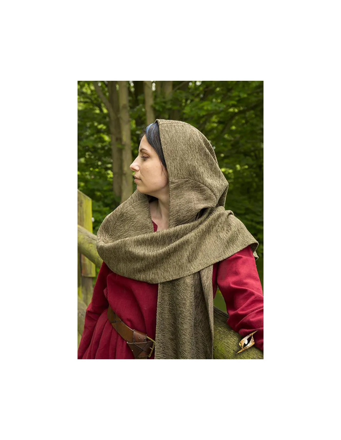 Capucha con chal medieval modelo Altaïr verde