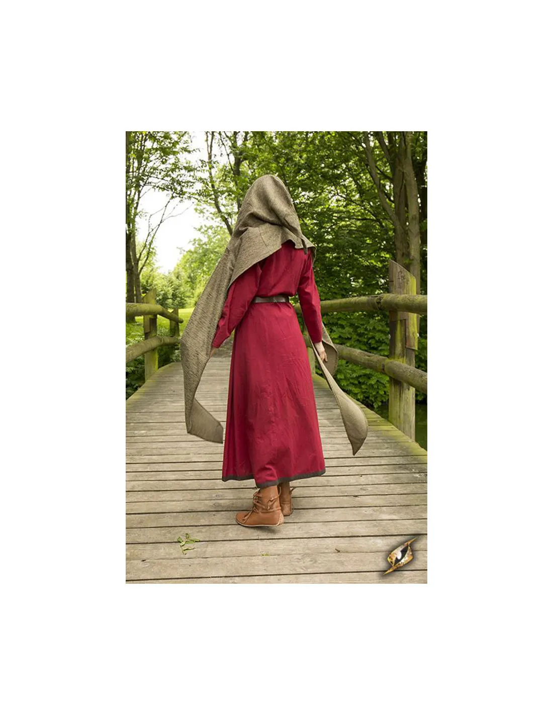 Capucha con chal medieval modelo Altaïr verde