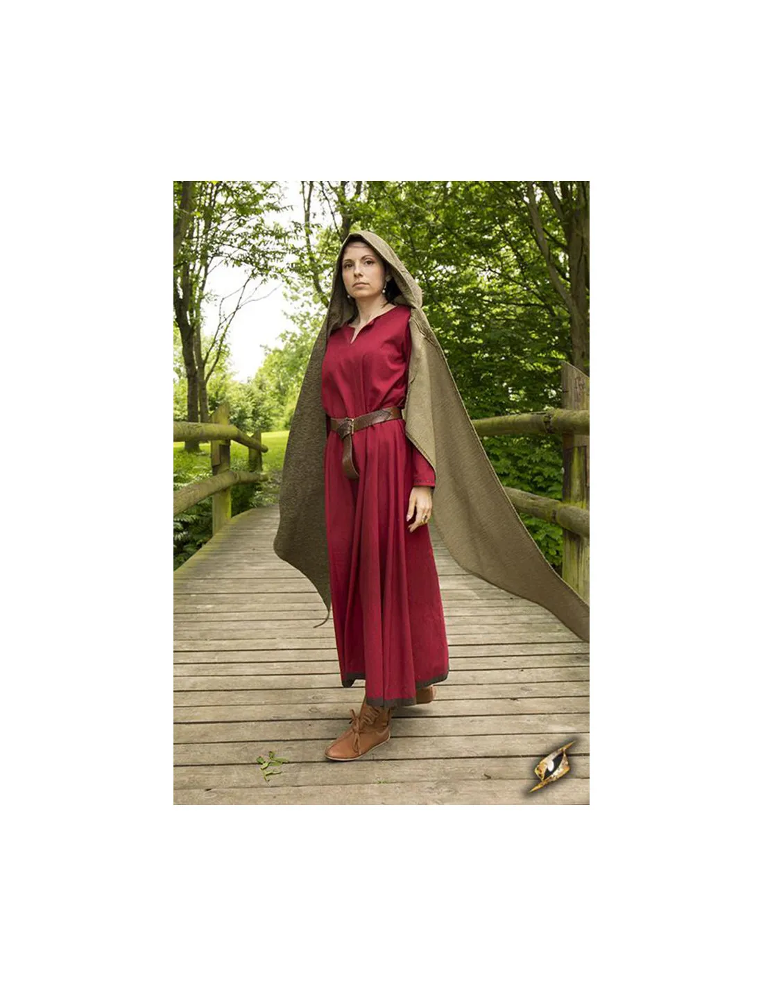 Capucha con chal medieval modelo Altaïr verde