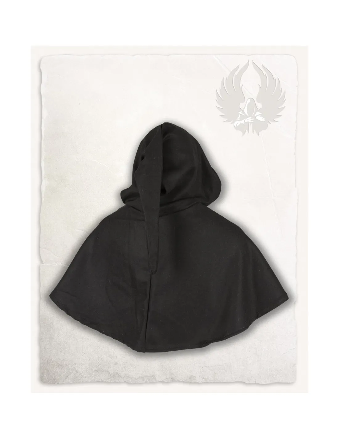 Capucha medieval en lana negra modelo Wolfram